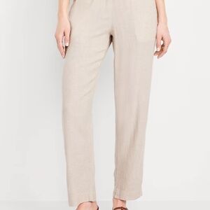 Old Navy High-Waisted Linen-Blend Straight Ankle Pants PS